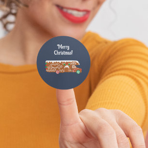 Gingerbread RV Class C Camper Christmas Classic Round Sticker