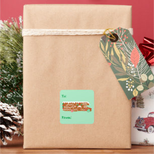 Gingerbread RV Class C Camper Christmas To From Square Sticker