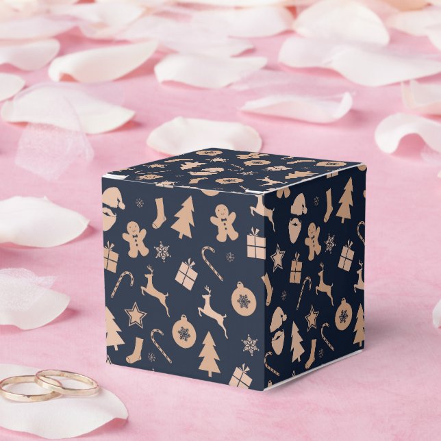 Gingerbread, Santa, and Christmas Tree Pattern Favour Box (Wedding)