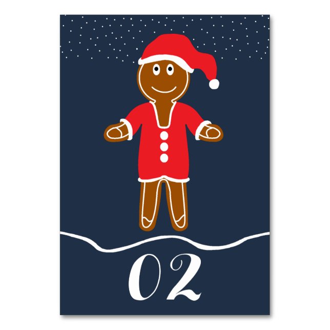 Gingerbread Santa Christmas Number Table Number (Front)