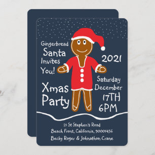Gingerbread Santa Christmas Party Invitation