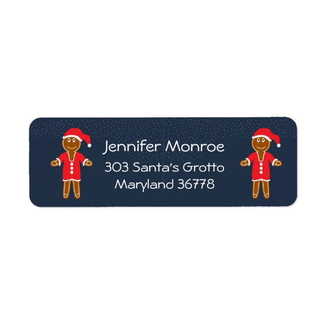 Gingerbread Santa Christmas Return Address Label (Front)
