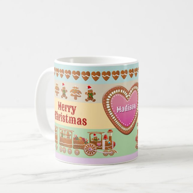 Gingerbread Santa Express Train Coffee Mug (Front Left)