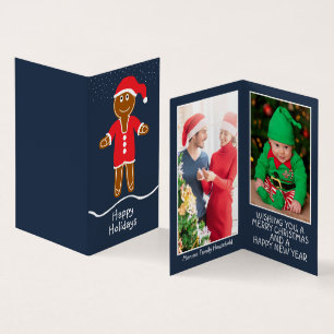 Gingerbread Santa, Family Photo Christmas Card