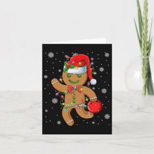 Gingerbread Santa Hat Playing Bowling Christmas Tr Card