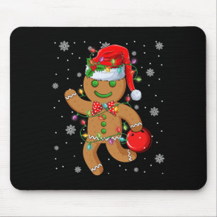 Gingerbread Santa Hat Playing Bowling Christmas Tr Mouse Pad