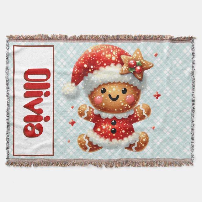 Gingerbread Santa Throw Blanket  (Front)