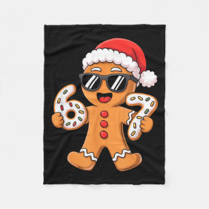 Gingerbread Santa With Sungles Holding 67 Cookies Fleece Blanket