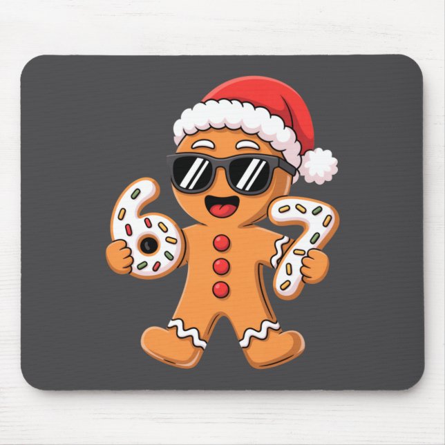 Gingerbread Santa With Sungles Holding 67 Cookies  Mouse Pad (Front)