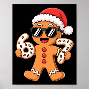Gingerbread Santa With Sungles Holding 67 Cookies  Poster