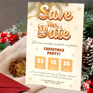 Gingerbread Save the Date Christmas Winter Party Invitation