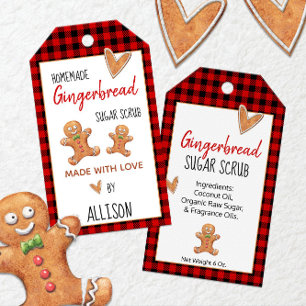 Gingerbread Scrub Made With Love Buffalo Check Gift Tags