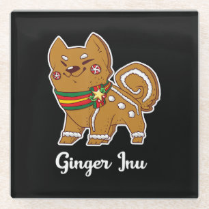 Gingerbread shiba inu Dog gift for christmas Glass Coaster