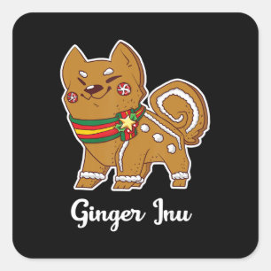 Gingerbread shiba inu Dog gift for christmas Square Sticker