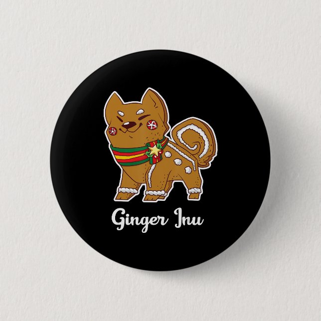 gingerbread shiba inu meme christmas 6 cm round badge (Front)