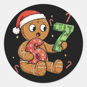 Gingerbread Six Seven 67 Meme 6 7 Funny Christmas Classic Round Sticker
