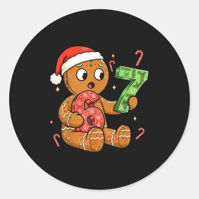 Gingerbread Six Seven 67 Meme 6 7 Funny Christmas  Classic Round Sticker (Front)