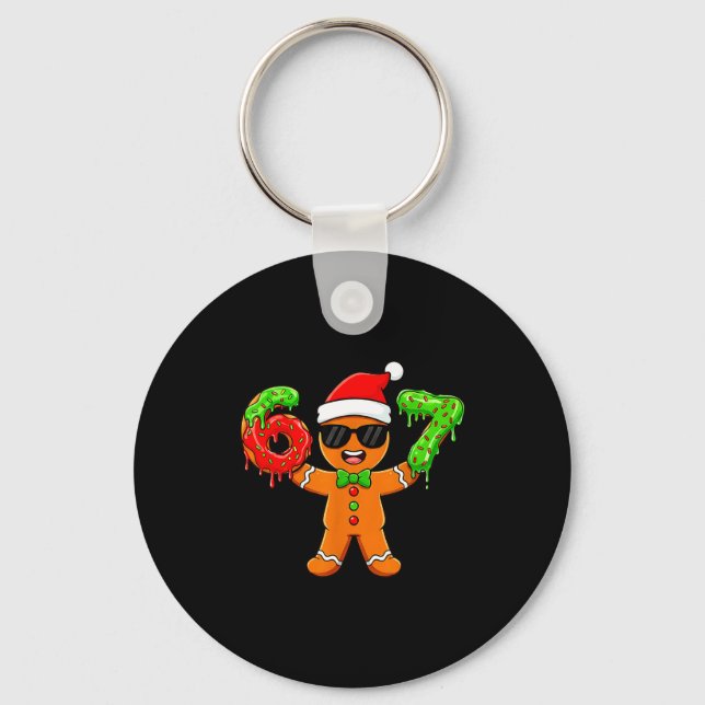 Gingerbread Six Seven 67 Meme 6 7 Funny Christmas  Key Ring (Front)
