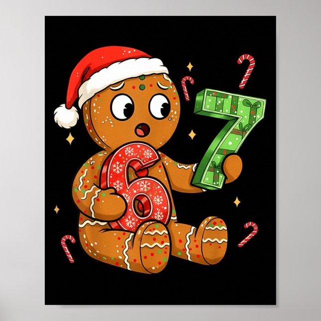 Gingerbread Six Seven 67 Meme 6 7 Funny Christmas  Poster (Front)
