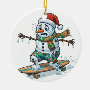 Gingerbread Skateboarder Christmas 2026 Holiday Ceramic Ornament