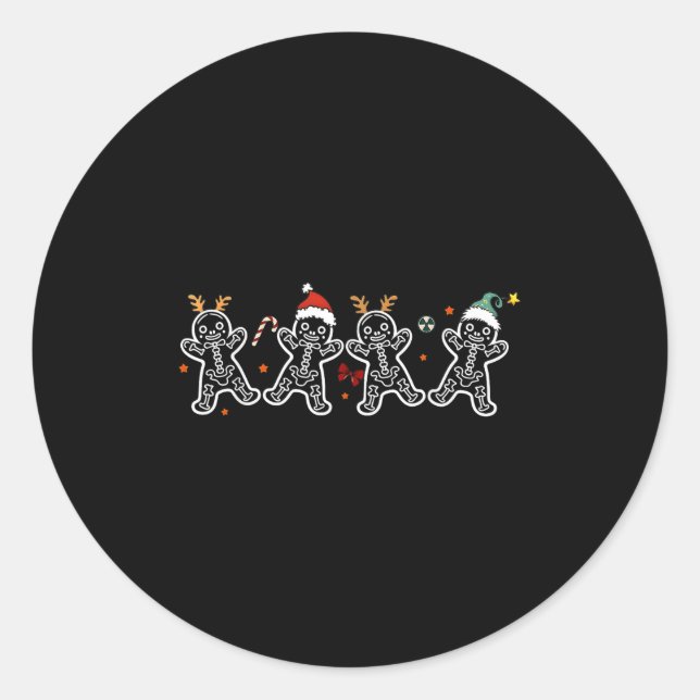 Gingerbread Skeleton Christmas Radiology Shir Xray Classic Round Sticker (Front)
