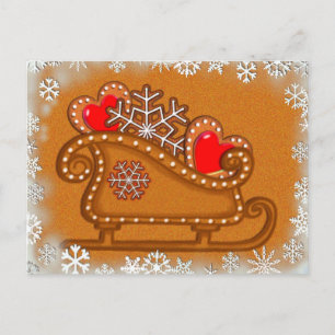 GINGERBREAD SLEIGH & COOKIES by SHARON SHARPE Postcard