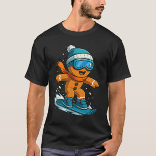 Gingerbread Snowboarder Christmas Holiday Snowboar T-Shirt