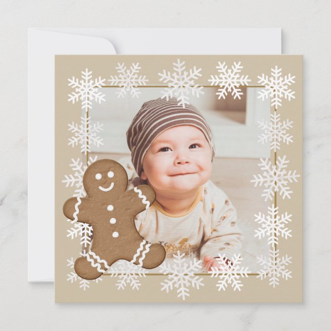 Gingerbread Snowflake Christmas Holiday Kid Photo  (Front)