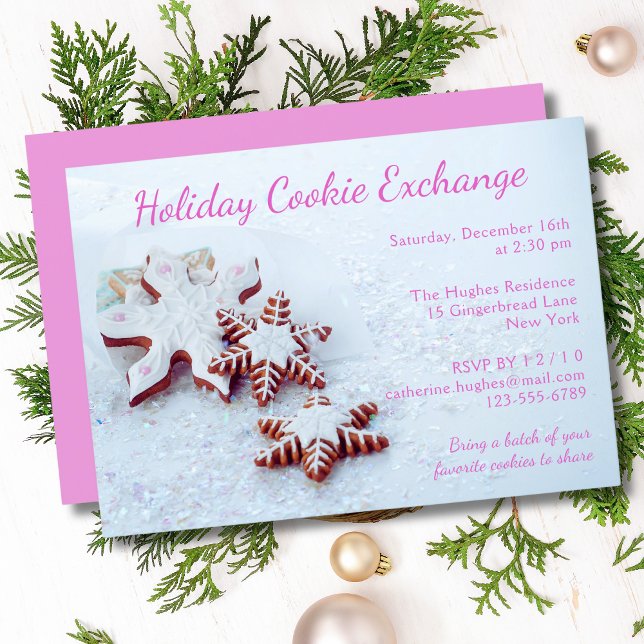Gingerbread Snowflake Holiday Cookie Exchange Invitation (Creator Uploaded)
