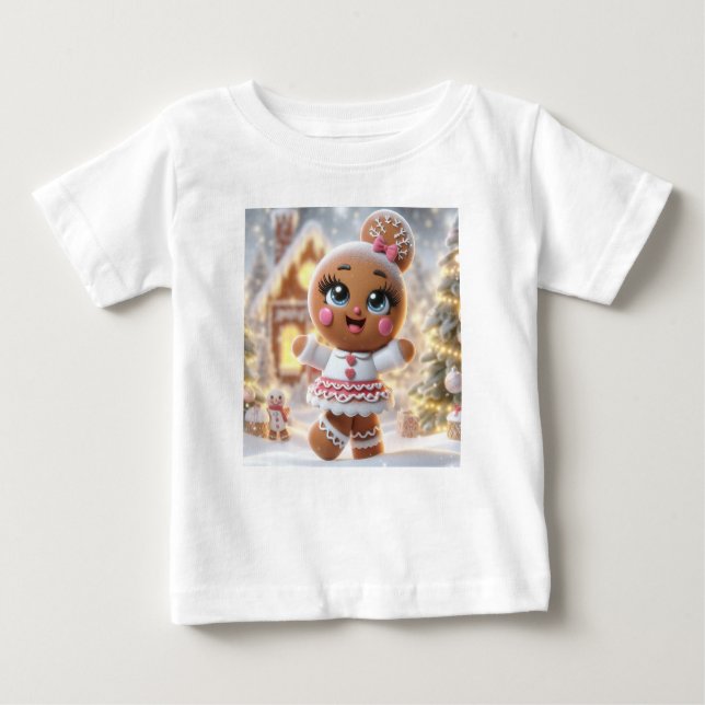 Gingerbread Snowflake Sparkle Baby T-Shirt (Front)