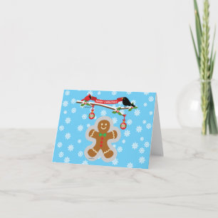 Gingerbread, Snowflakes and Birds Add Text Card