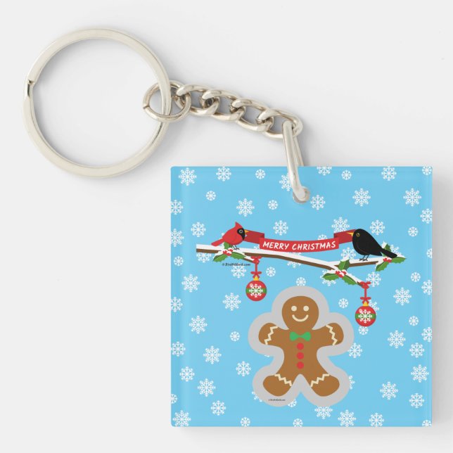 Gingerbread, Snowflakes and Birds Key Ring (Front)