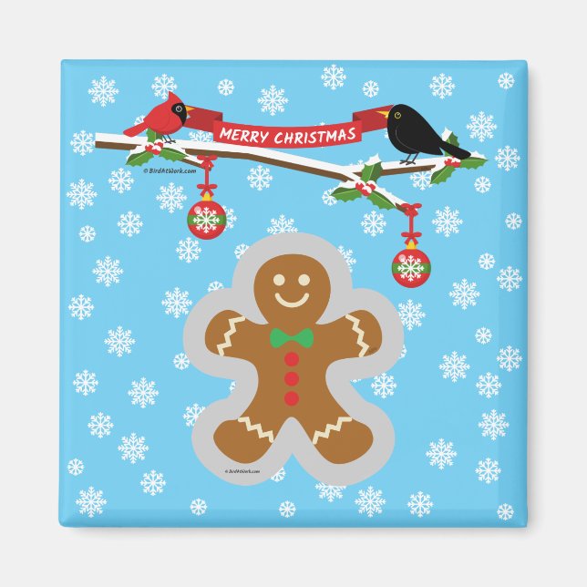 Gingerbread, Snowflakes and Birds Magnet (Front)