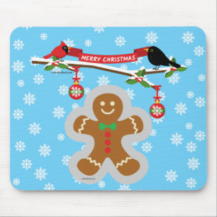 Gingerbread, Snowflakes and Birds Mouse Pad