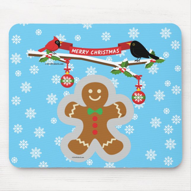 Gingerbread, Snowflakes and Birds Mouse Pad (Front)