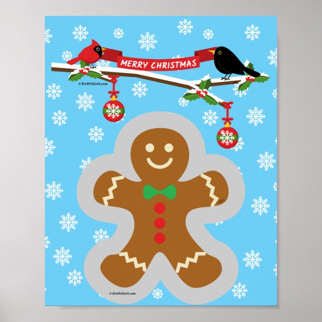 Gingerbread, Snowflakes and Birds Poster (Front)