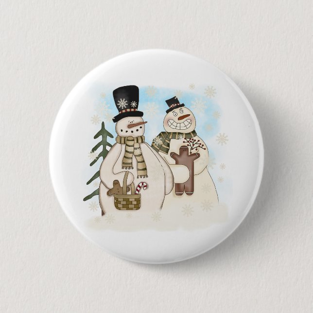 GINGERBREAD SNOWMAN 6 CM ROUND BADGE (Front)
