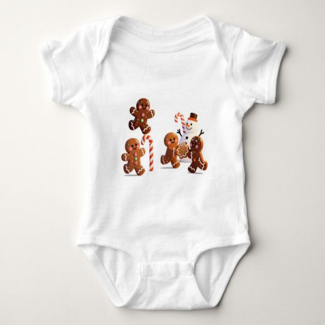 Gingerbread Snowman Baby Bodysuit (Front)