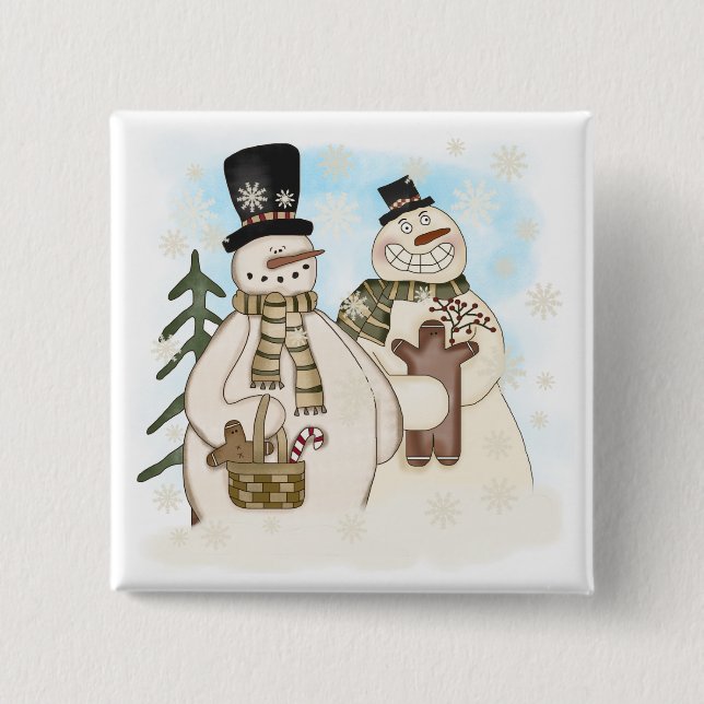 Gingerbread Snowmen T-shirts and Gifts 15 Cm Square Badge (Front)