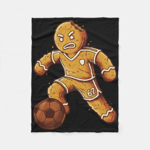 Gingerbread Soccer Player 67 Crumbly Funny Sports Fleece Blanket