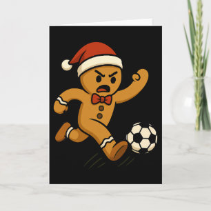 Gingerbread Soccer Player Funny Christmas Kids Boy Card