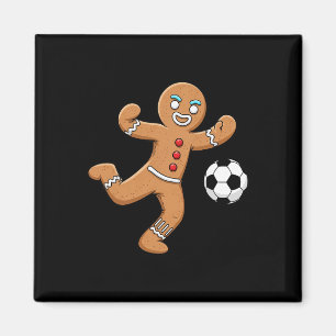 Gingerbread Soccer Player Funny Christmas Women Me Magnet