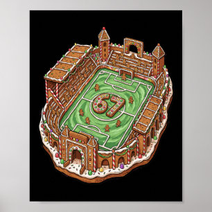 Gingerbread Soccer Stadium 67 Funny Christmas Spor Poster