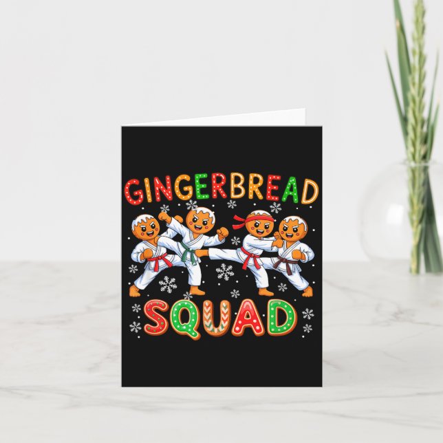 Gingerbread squad christmas karate lover funny card (Front)