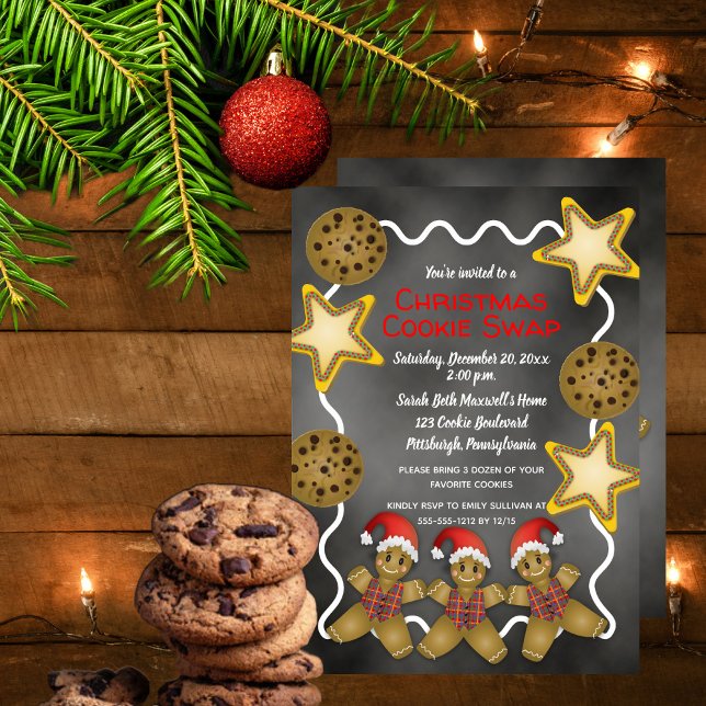 Gingerbread | Stars Christmas Cookie Swap Party In Invitation (Creator Uploaded)