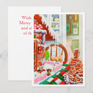GINGERBREAD SURPRISE 4.5x6.25 Flat Christmas Card