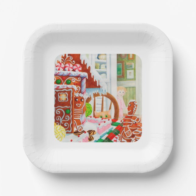 GINGERBREAD SURPRISE 7" Square Paper Plates (Front)