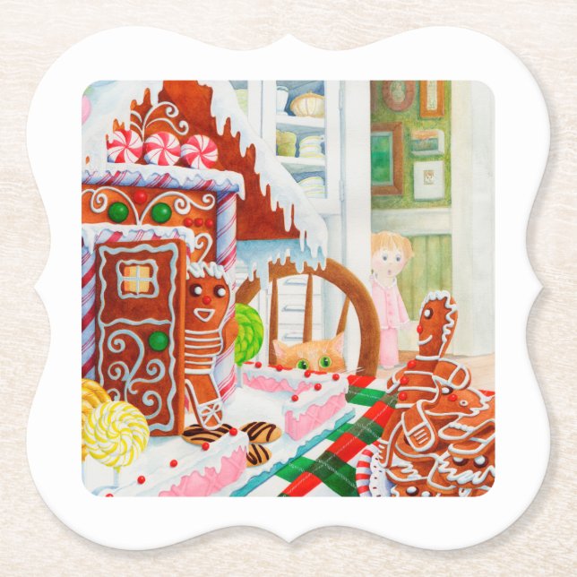 GINGERBREAD SURPRISE Bracket Paper Coasters (Front)