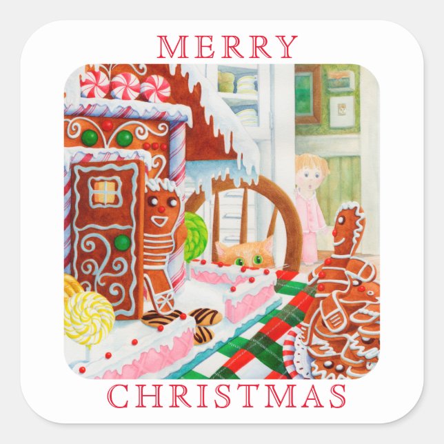 GINGERBREAD SURPRISE Large Square Envelope Seals (Front)