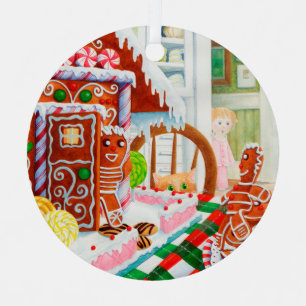 GINGERBREAD SURPRISE Metal Circle Ornament